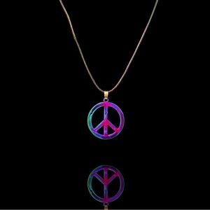 Colorful Stainless Steel Peace Sign Necklace Pendant